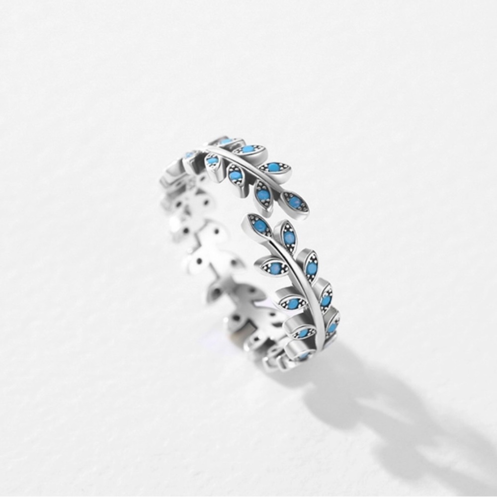 Solid Sterling Silver Turquoise Open Ring - image 7